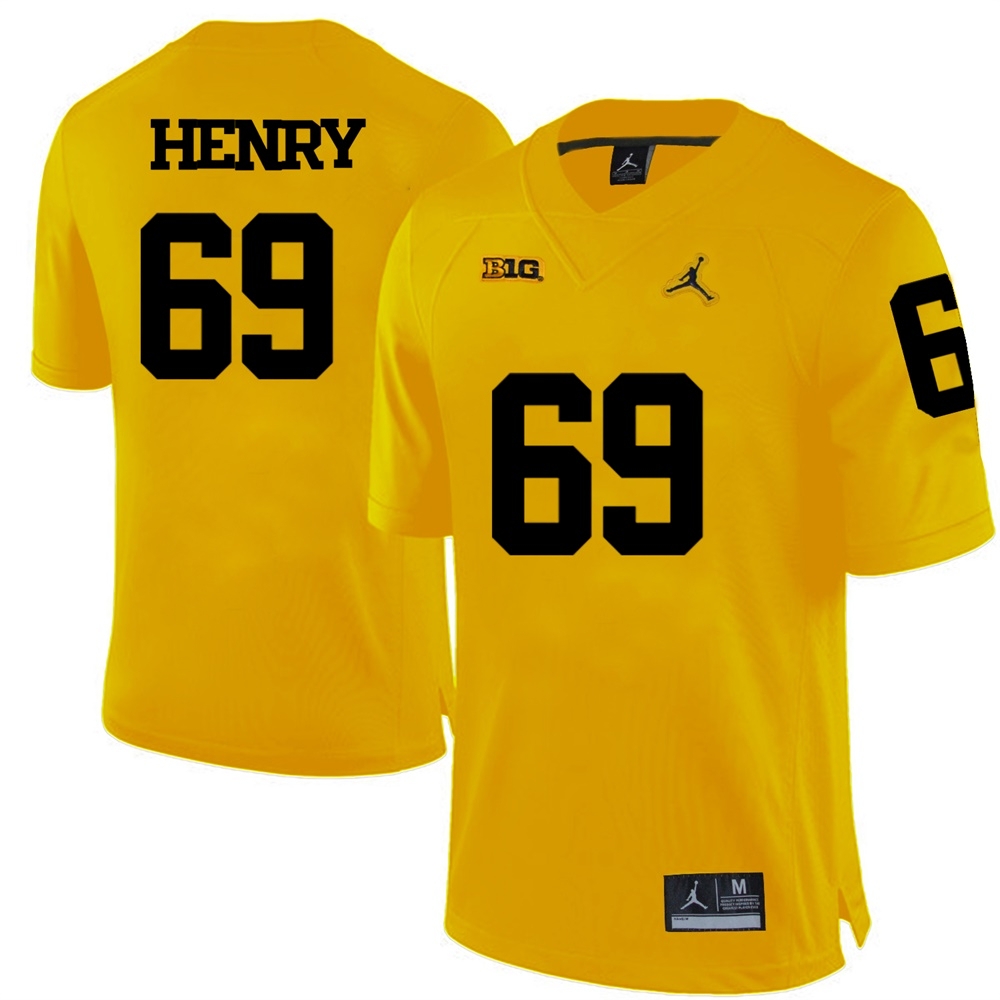 Michigan Wolverines Men's NCAA Willie Henry #69 Yellow College Football Jersey PAL2249YZ